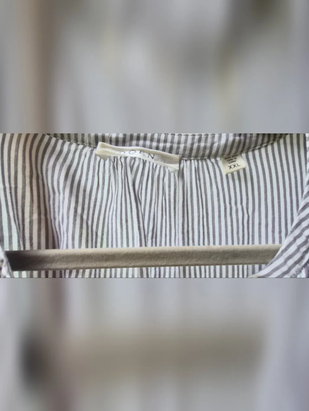 DÔEN Jonie Grey Stripe Cotton Gauze Peasant Blouse XXL Prairie Top - Picture 2 of 6